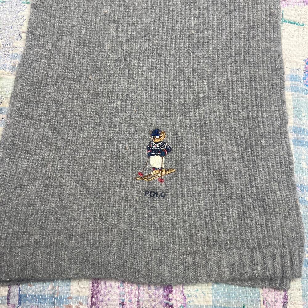 Polo Ralph Lauren Bear Merino-Blend Scarf Classic Grey Heather
